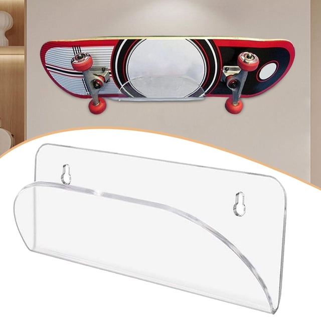 Perchero de pared para monopatín, organizador de almacenamiento transparente, soporte horizontal para monopatín, perchero de pared para el hogar y