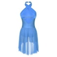 thumbnail image 4 of iiniim Women's Lyrical Ballet Leotard Sleeveless Halter Neck Flowy Skirt Dress Modern Contemporary Dancewear Light Blue S, 4 of 7