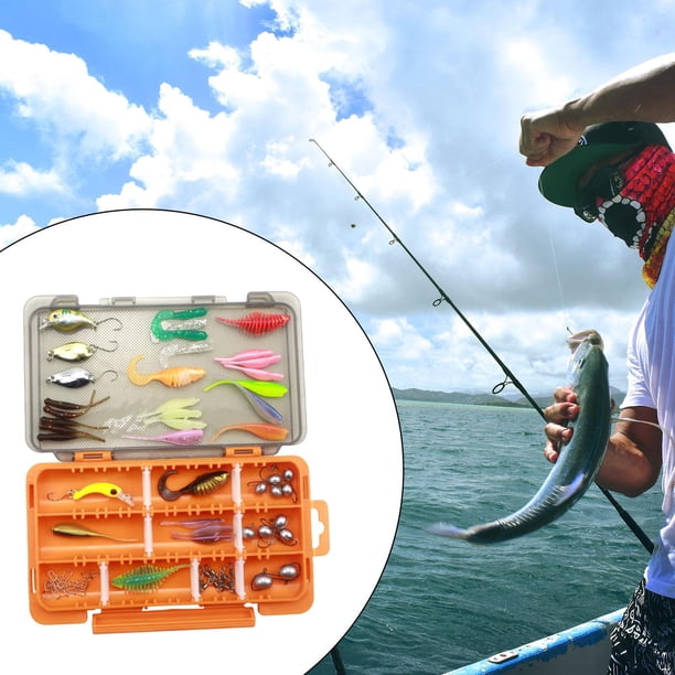 Juego de aparejos de pesca, señuelos blandos, aparejos artificiales, kit de señuelos de pesca de lombrices, accesorios para trucha, perca, carpa, río
