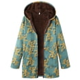 thumbnail image 4 of Chaqueta de algodón de felpa gruesa con capucha y manga larga para mujer con estampado floral retro, sudadera con capucha de talla grande, 4 of 6