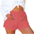 thumbnail image 1 of Womens Summer Casual Shorts Elastic Waisted Drawstring Solid Comfy Lightweight Linen Shorts with Two Front Pockets, 1 of 7