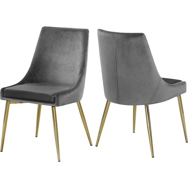 Karina Grey Velvet Dining Chair Set Of 2 Color Finish Gold Style Contemporary Com Karina Grey Velvet Dining Chair Set Of, Gray Velvet Side Chair