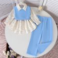 thumbnail image 5 of xaweyi Toddler Girls Layered Vest Collared Heart‑Print Top & Wide‑Leg Pants 2‑Piece Multi‑Color Outfit Set for Fall Winter Size 2-3 Years, 5 of 5