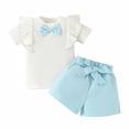 thumbnail image 2 of Children's Casual Girls' Short Sleeved Ruffled Bow Top With Lace Up Shorts Set Boys Clothes Sets Bowtie Boys Baby Boys Gentleman Outfit Suit Sets, 2 of 9
