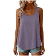 thumbnail image 4 of UDAUDU Womens Tank Top Casual Loose Fit Crew Neck Sleeveless Shirts Strap Lace Camisole Summer Tops Purple S, 4 of 7