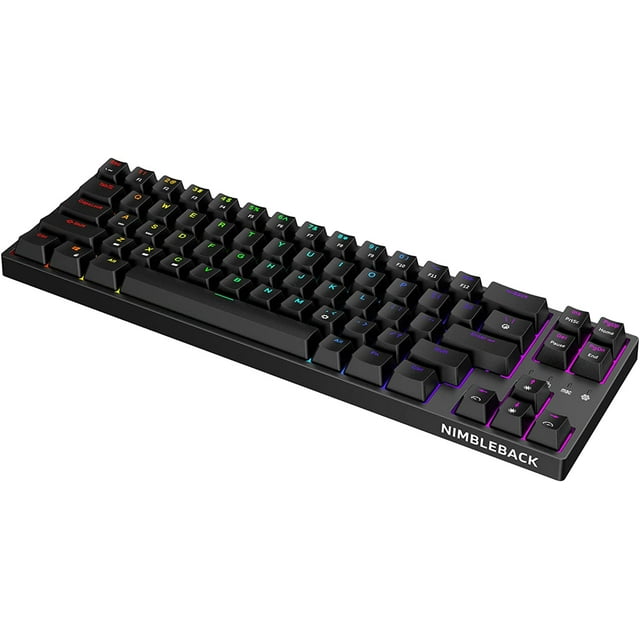 NB681 Nimbleback Wired 65% Mechanical Keyboard, RGB Backlit Ultra-Compact 68 Keys Gaming Keyboard with Hot-Swappable Switch and Stand-Alone Arrow/Control Keys (Hot Swappable Blue Switch, Black)