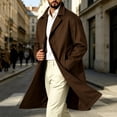 thumbnail image 2 of NOLVAREN Men's Long Trench Coat, Water-Repellent Button Front Jacket with Peak Lapel, Lining and Exterior Pockets for Casual and Work Wear S - 3XL, 2 of 8