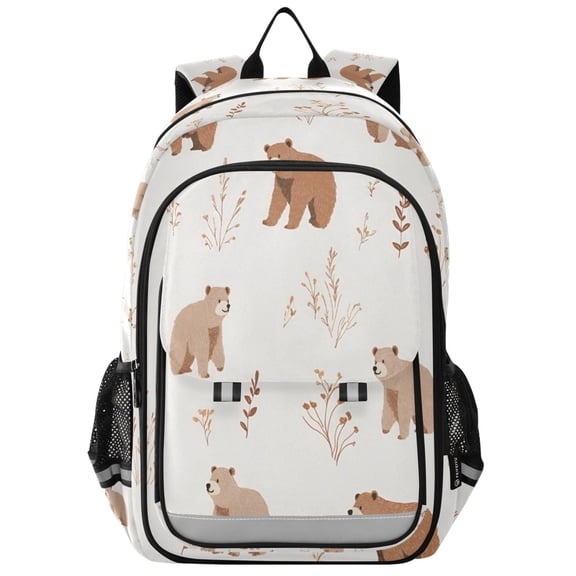 FORMRS Unisex School Backpack 17" Student Travel Bag with Laptop Compartment, Gray Bears