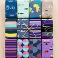thumbnail image 3 of Colorfut Women's 12 Pairs Colorful Patterned Crew Socks WC88-AB, 3 of 5
