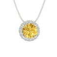 thumbnail image 4 of Clara Pucci 14K White Solid Hypoallergenic Gold 1.16Ct Yellow Zircon Round Brilliant Cut Halo Designer Necklace Pendant For April, 4 of 7