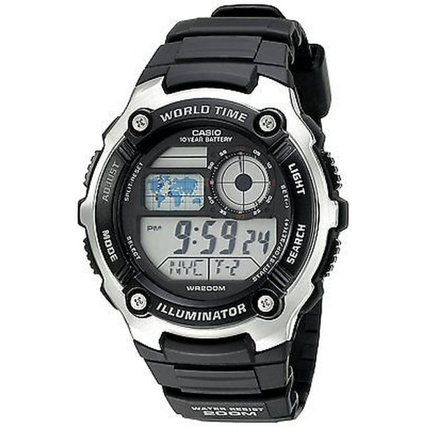 Casio - Casio AE2100W-1A Men's World Time 5 Alarm Chronograph Sports Digital Watch - Walmart.com