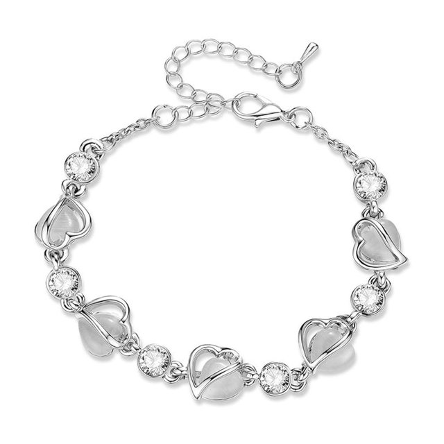 Brazalete de aleación con decoración de ópalo y diamantes de imitación delicados a la moda, regalo de joyería para mujer