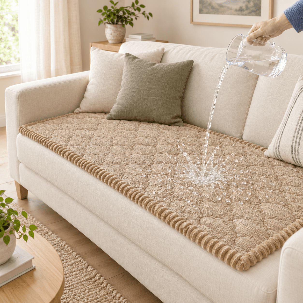 Khaki 27.6 x 82.7 Pet Sofa & Chair Protector Water Resistant Non Slip Couch Cover