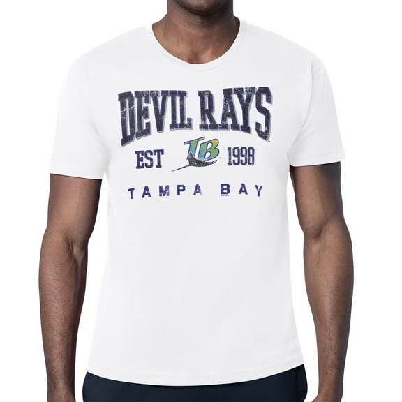 Men's Starter White Tampa Bay Rays Distressed Logo T-Shirt
