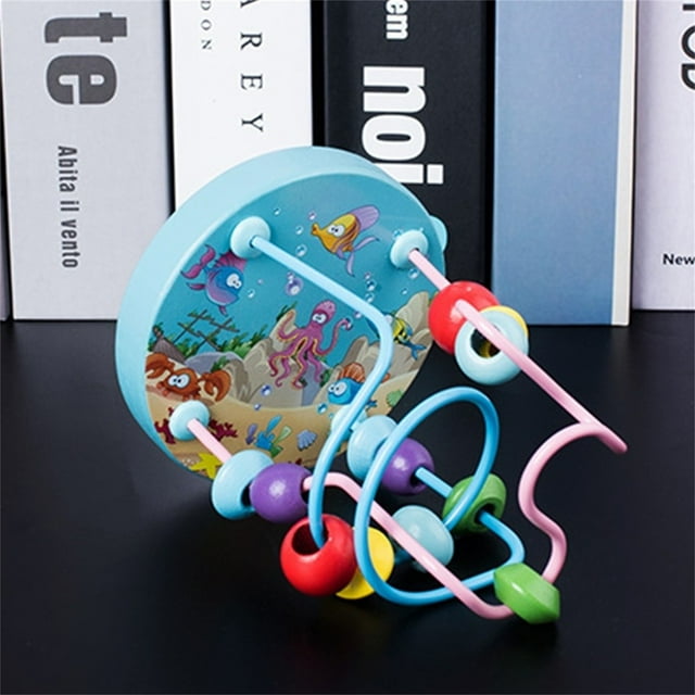 WLOELOEW D Mini Animaux Petit Jouet en Bois à Perles Rondes Jouets d'Éducation Précoce