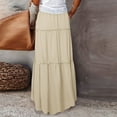 thumbnail image 4 of BRDFRL Maxi Skirt for Women Floral Boho Flowy Pleated Tiered Ruffle Elastic High Waist A Line Long Skirts with Pockets Khaki XL, 4 of 6