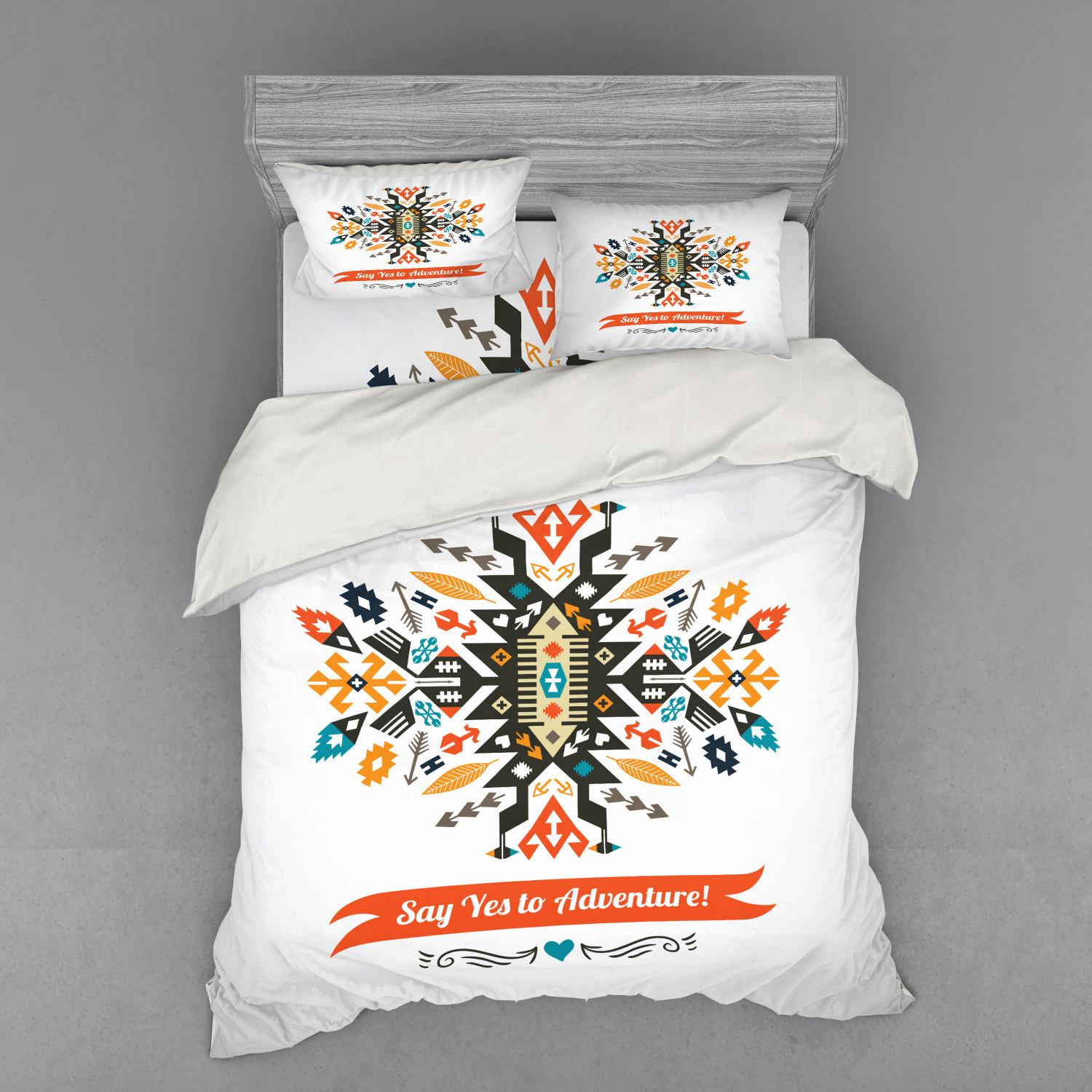 Tribal Duvet Cover Set, Modern Design with Details Yes to Adventure