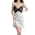 thumbnail image 2 of Pijama sexy de mujer con tirantes finos de satén y encaje de malla con almohadillas para el pecho seductoras, camisón sin espalda, ropa de casa de verano, 2 of 6