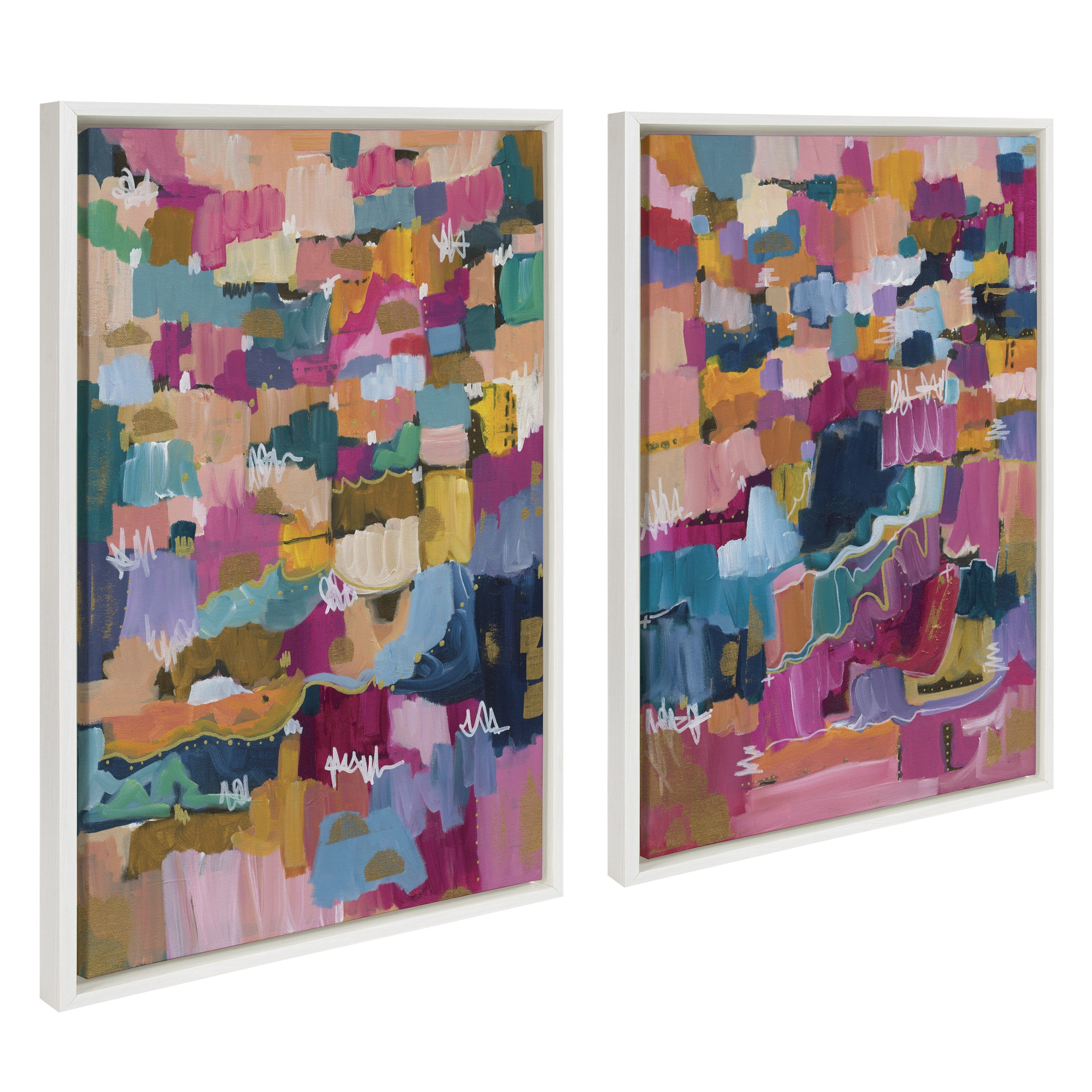 Sylvie Applause 23 in x 33 in Framed Painting Canvas Art Prints, by Kate and Laurel Set of 2