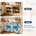 thumbnail image 4 of Teal Blue Turtle Coastal Cabinet Curtain 35"Wx35"L,Dustproof Under Sink Skirt W/ Self Adhesive Tape,Vintage Stripe Botanical Beach Cabinet Curtain Cover for Kitchen Sink,Bathroom Vanity,Laundry Room, 4 of 9