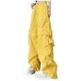 thumbnail image 2 of Teissuly Women High Waisted Drawstring Solid Color With Pockets Workwear Pants, 2 of 6