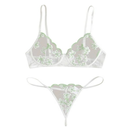 

Intimates Women Bra New Fashion G-String Thong Sleepwear Underwear Lingerie Flower Polyester no underwire sports bra White