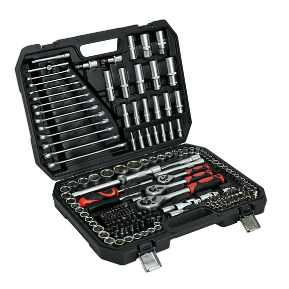 Tool Kit and Socket Wrench Set 216pcs - Basic Portable Manual Repair Tool Set for Home Use, Includes Case and Ratchet Wes and Wrenches, Suitable for Men and Women
