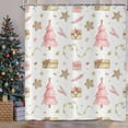 thumbnail image 2 of Christmas Shower Curtain, Pink Xmas Tree Pattern Star Feather Gifts Holiday Cute Winter Bath Curtain Waterproof Fabric with Hooks for Home Decor, 72Wx84H, 2 of 6