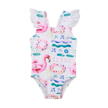 

Bmnmsl Toddler Swimsuit One-piece Swimsuit Printing Fly Sleeve Swimwear