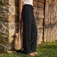 thumbnail image 5 of Linen Cotton Casual Pants For Women Drawstring Pocket Relaxed Road Trip Outfit Summer Soft Looking Draped Silhouette Streetwear Lightweight Comfort, 5 of 7
