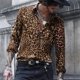 thumbnail image 1 of Camisas de lujo con estampado de leopardo para hombre, camisas de botonadura sencilla, blusas hawaianas de manga larga con estampado de turbulencias informales para hombre, 1 of 6