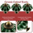 thumbnail image 3 of 8pcs Ceramic Pumpkin Cabinet Knobs, Dark Green Vintage Drawer Knobs for Vanity, Closet, Cupboard, 3 of 7