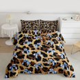 thumbnail image 2 of jejeloiu Kawaii Bow Tie Full Size Comforter Sets,Retro Leopard Cheetah Hide Bedding Comforter Set,Blue Brown Bedding Sets For Adults,Microfiber Bedroom Decor Reversible,3-Piece, 2 of 8