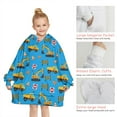 thumbnail image 6 of Cartoon Construction Vehicles Barriers Blue Pattern Blanket Hoodies for Kids 6-13YR Oversize Wearable Blanket Hoodies for Boys Girls Teens, 6 of 7