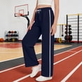 thumbnail image 4 of Girls Baggy Sweatpants Straight Leg Drawstring Athletic Pants Elastic Waist Striped Joggers Loose Soft Stretchy Trousers, 4 of 7
