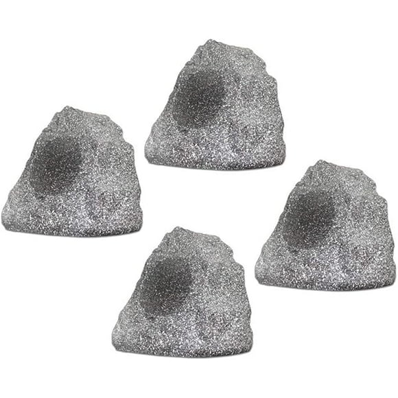 Theater Solutions 4R4G New Wired Outdoor Garden Waterproof Granite Rock Patio Speakers (set of 4)
