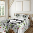 thumbnail image 2 of Ambesonne Saying Fitted & Top Sheet Set with Shams, Romantic Bird, Black Green Pink, 2 of 5