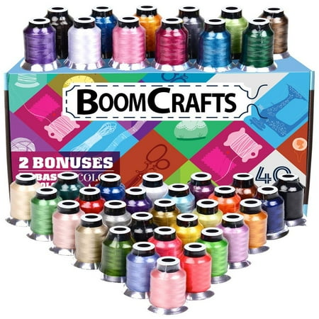 Thread 100m Spool - Embroidery Thread - 40 Variety Polyester Spools, Beautiful Colors Perfectly Match Brother/Singer Machines, 550 Yard/ Spool, + 2 Free Bonus