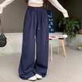thumbnail image 2 of yunLCZ Wide Leg Pants Woman Women's Spring Summer Solid Color With Pockets And Drawstring Loose Casual Sweatpants Office Slacks, 2 of 4