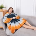 thumbnail image 5 of Oversized Wearable Blanket Hoodie,Orange Black White Tie Dye Mandala Pattern Sherpa Blanket Hoodie with Super Pockets,Super Warm Fuzzy Pullover for Women & Men, 5 of 6