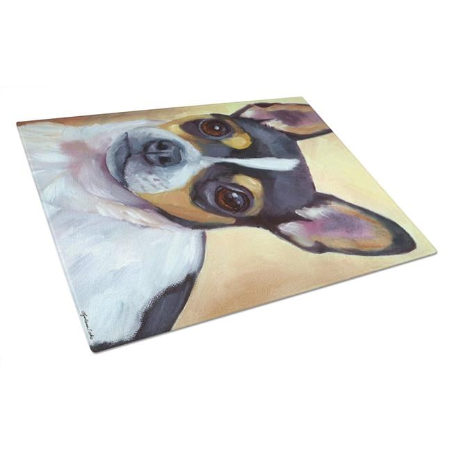 Carolines Treasures 7359LCBChihuahua Black and Tan Glass Cutting Board Large Multicolor