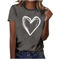 thumbnail image 2 of Hauts pour Femmes Saint-Valentin Manches Courtes Imprimé Cœur Col Rond T-Shirt Décontracté Gris Foncé TTG, 2 of 6