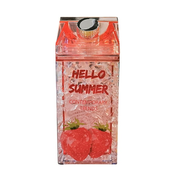 Clear Milk Carton Water Bottle, Plastic Milk Bottles Portable Square Milk Box Bulk, Reusable Milk Carton Container Juice Bottle for Outdoor Sports Travel Drinking