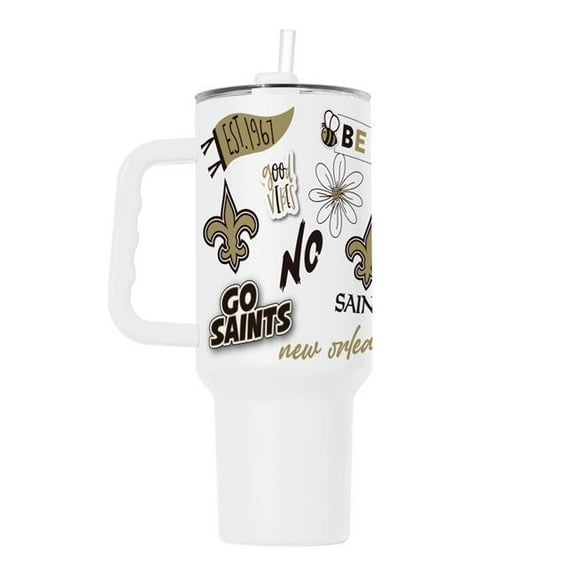Logo Brands 620-S40PT-63 Orleans Saints 40 oz Native Powder Coat Tumbler
