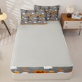 thumbnail image 4 of Homewish Spooky Halloween Themed Zipper Twin Comforter Sets with Fitted Sheet and 2 Pillowcases,Witch Hat Skull Pumpkin Candy Pattern Zipper Bedding Set,Gray Black,Light Gray Reversible,4 Pieces, 4 of 7