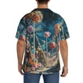 thumbnail image 3 of Fotbe Starry Sky Planet Lollipop Camisa Estampada de Manga Corta para Hombre, Casual de Verano, Estilo Playero, Sin Arrugas-Small, 3 of 5