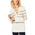 thumbnail image 2 of Suéter de punto a rayas Michael Kors con cordones de cadena para mujer blanco grande, 2 of 2