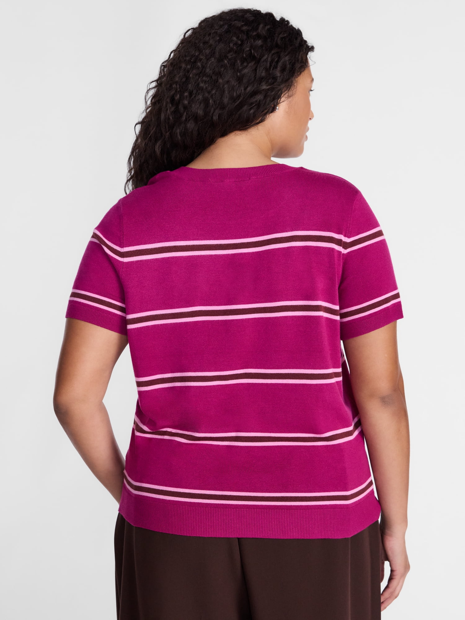 Terra & Sky Women's Plus Sweater Top with Short Sleeves, Lightweight, Sizes 0X-5X