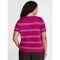 thumbnail image 3 of Terra & Sky Women's Plus Sweater Top with Short Sleeves, Lightweight, Sizes 0X-5X, 3 of 6