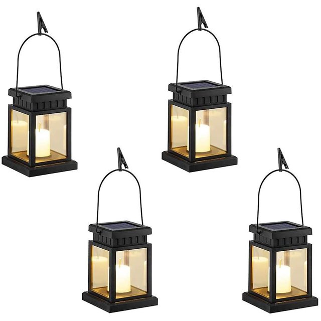 Linterna colgante retro solar Lámpara decorativa impermeable para exteriores con vela intermitente para jardín, terraza, césped, paraguas, terraza, árbol, carretera (wa,11 Feliz Sencillez